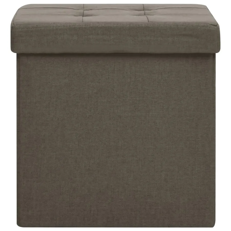 Tabourets de rangement pliables lot de 2 marron faux lin - 4
