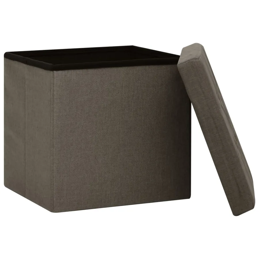 Tabourets de rangement pliables lot de 2 marron faux lin - 5