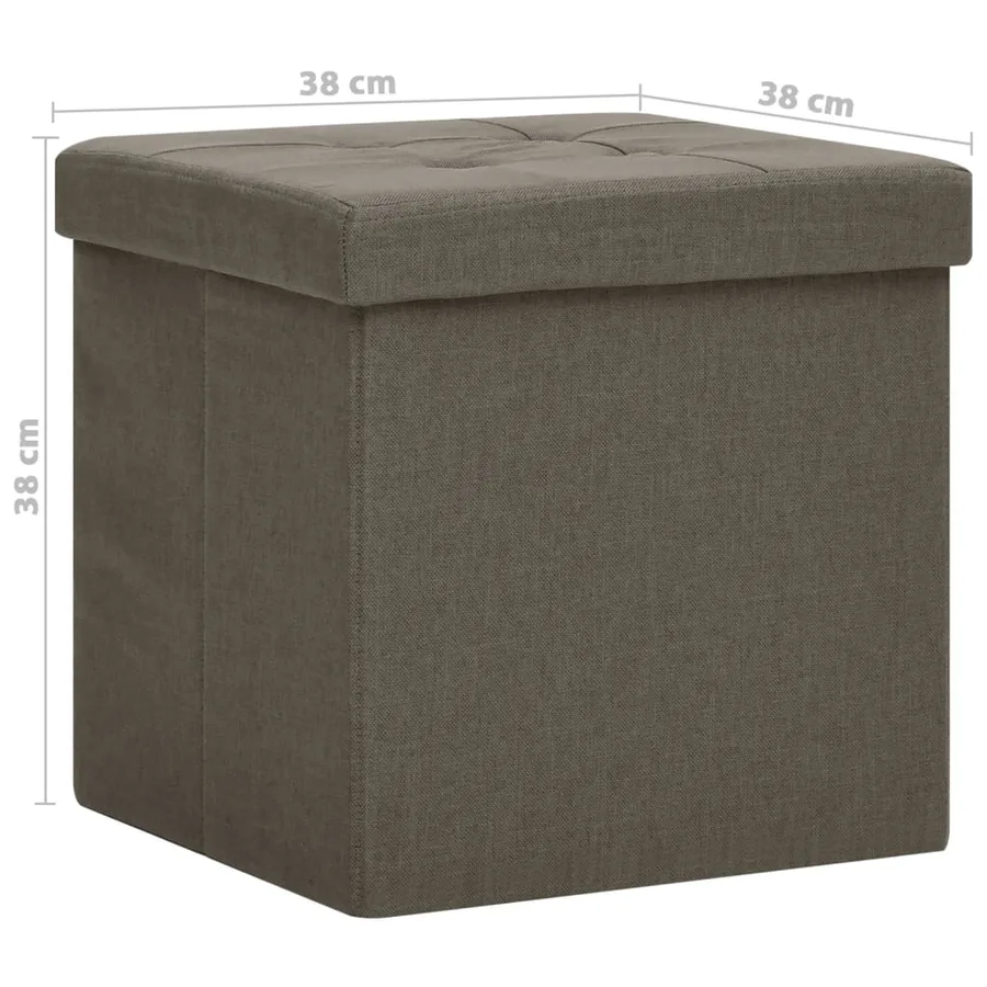 Tabourets de rangement pliables lot de 2 marron faux lin - 9