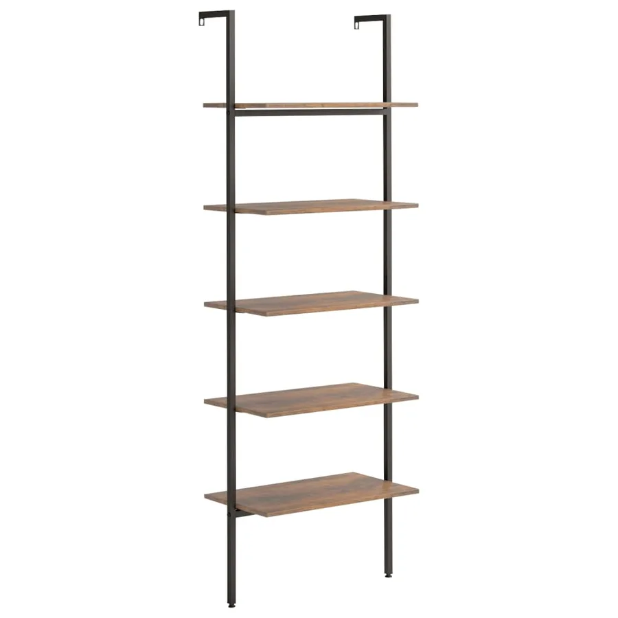 Étagère inclinée à 5 niveaux Marron foncé et noir 64x35x185 cm - 2