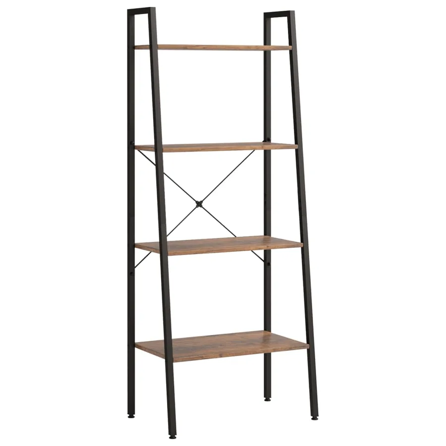 Étagère sur pied 4 niveaux Marron foncé et noir 56x35x140 cm - 2