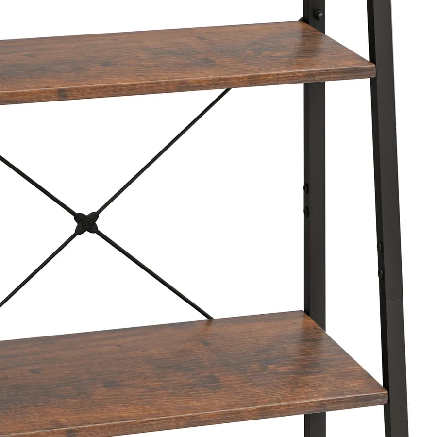 Étagère sur pied 4 niveaux Marron foncé et noir 56x35x140 cm - 6
