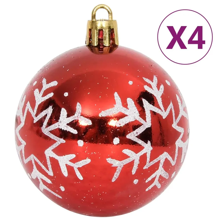 Ensemble de boules de Noël 64 pcs Rouge et blanc - 4