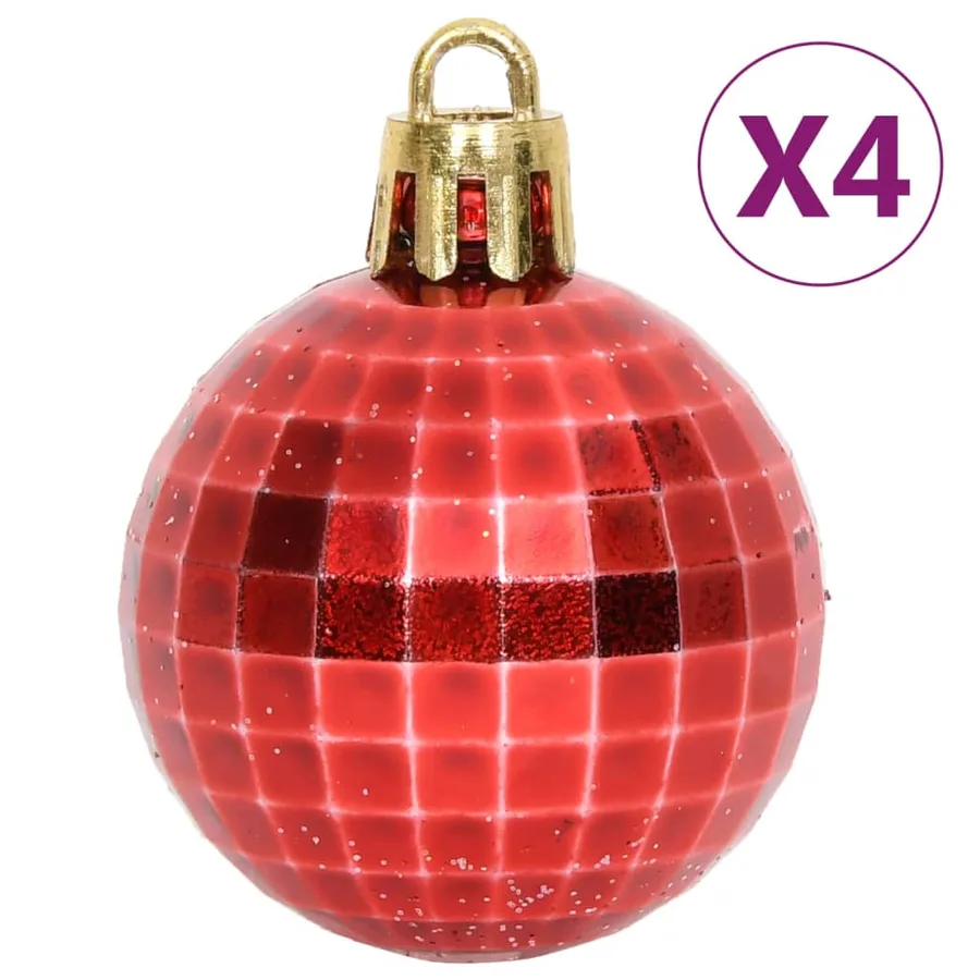 Ensemble de boules de Noël 64 pcs Rouge et blanc - 8