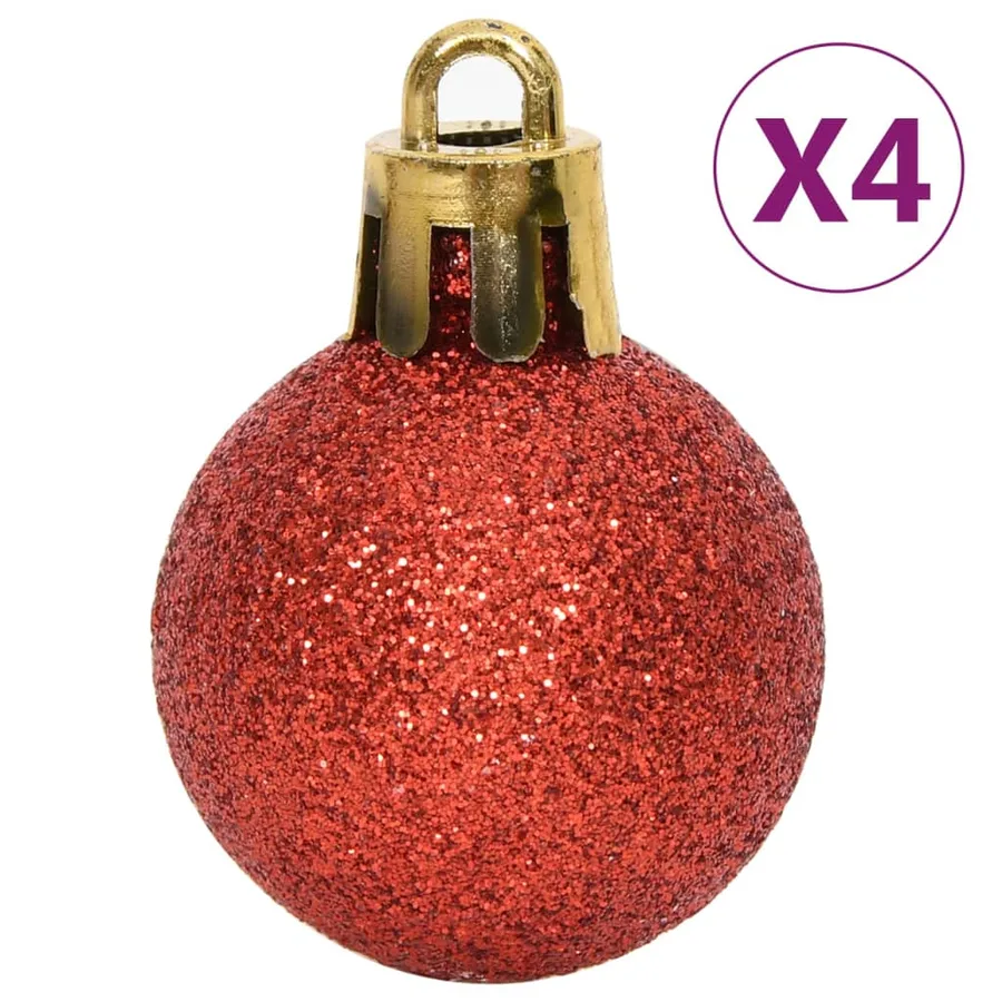 Ensemble de boules de Noël 64 pcs Rouge et blanc - 9
