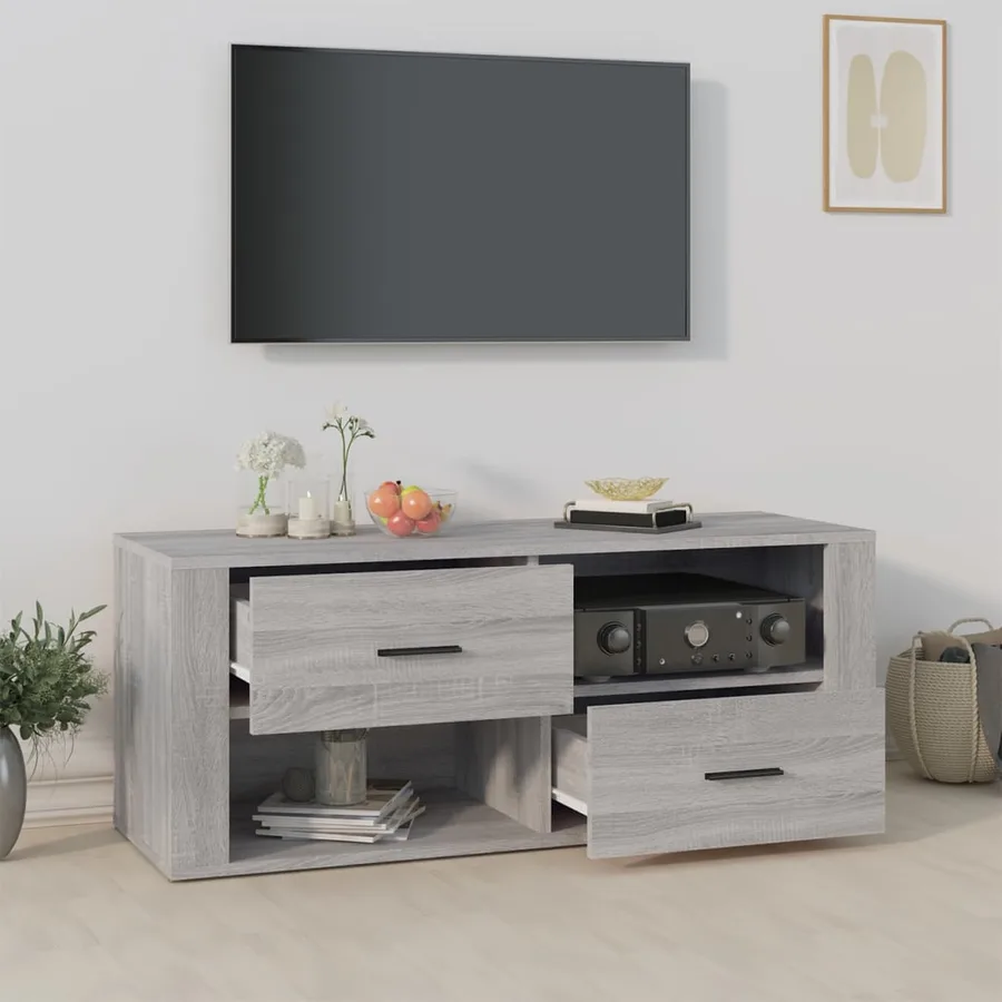 Meuble TV Sonoma gris 100x35x40 cm Bois d'ingénierie - 3