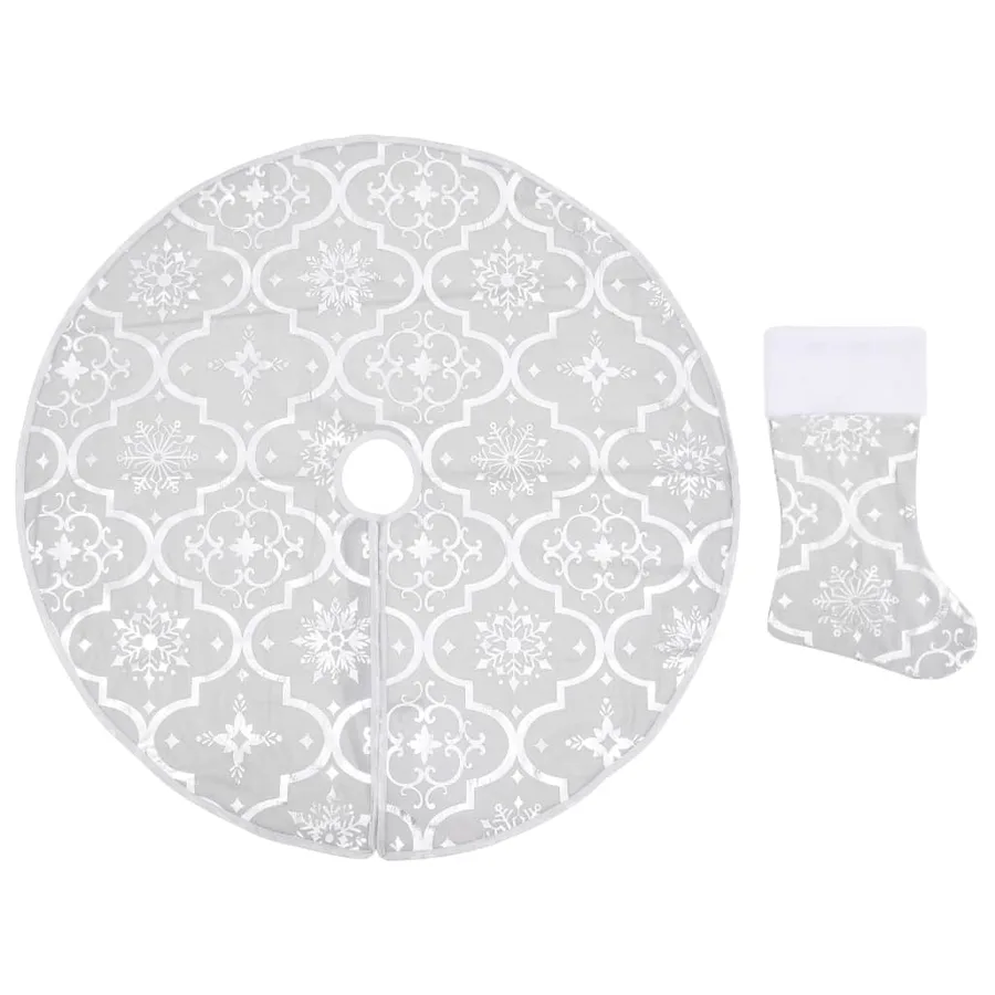 Jupe de sapin de Noël de luxe avec chaussette Blanc 122cm Tissu - 2