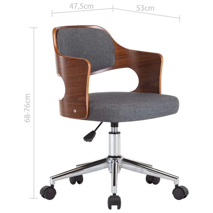 Chaises pivotantes à manger lot de 2 gris bois courbé et tissu - 9