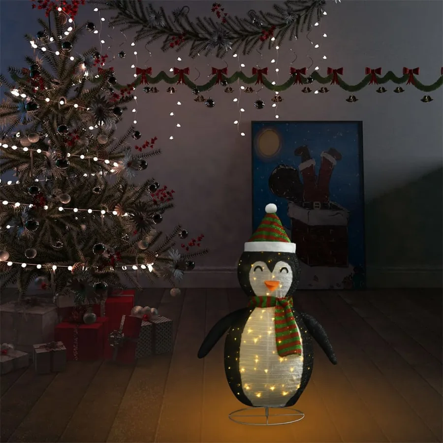 Décoration de Noël pingouin à LED Tissu de luxe 60 cm - 3