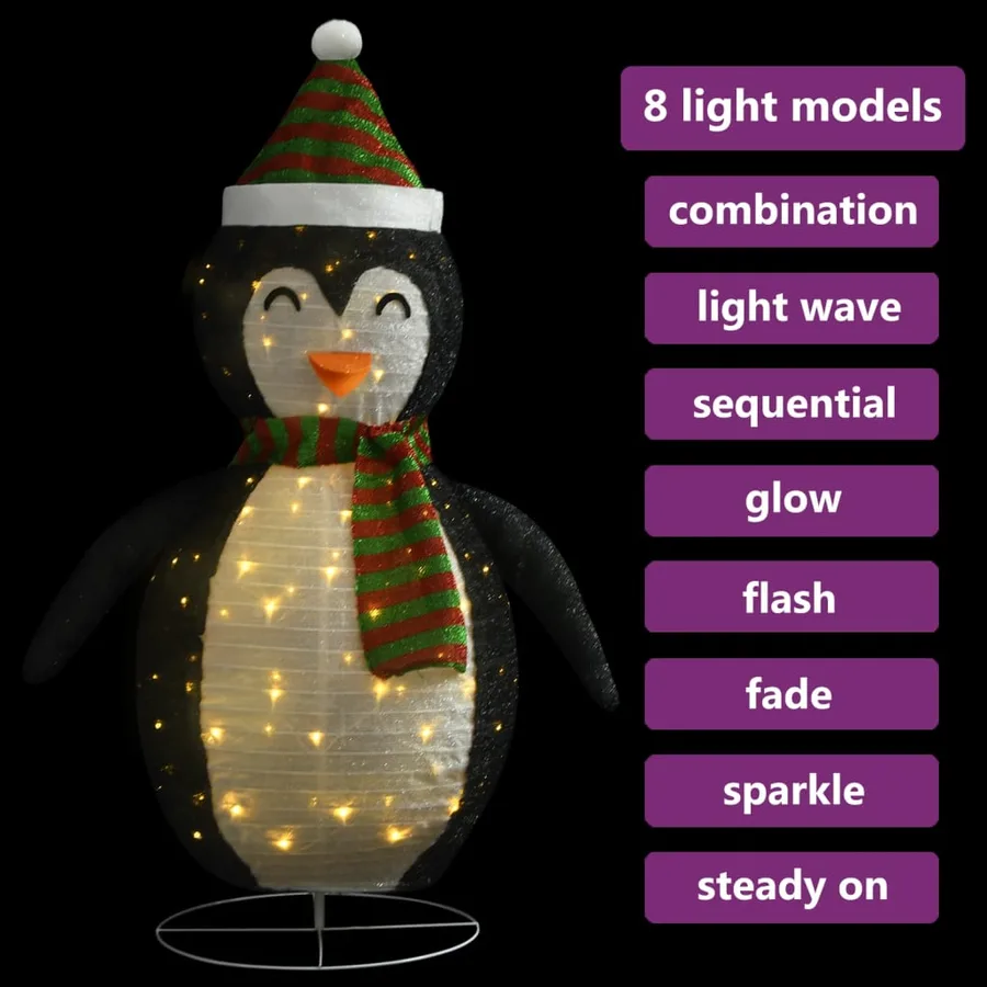 Décoration de Noël pingouin à LED Tissu de luxe 60 cm - 4
