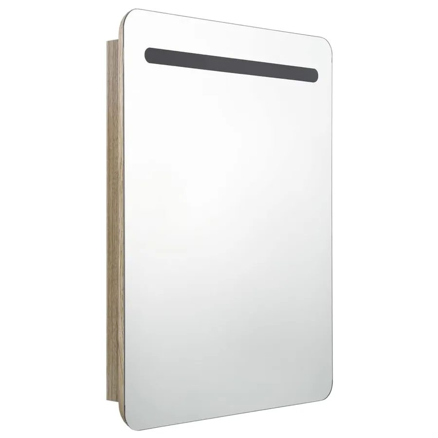 Armoire de salle de bain à miroir LED chêne 60x11x80 cm - 3