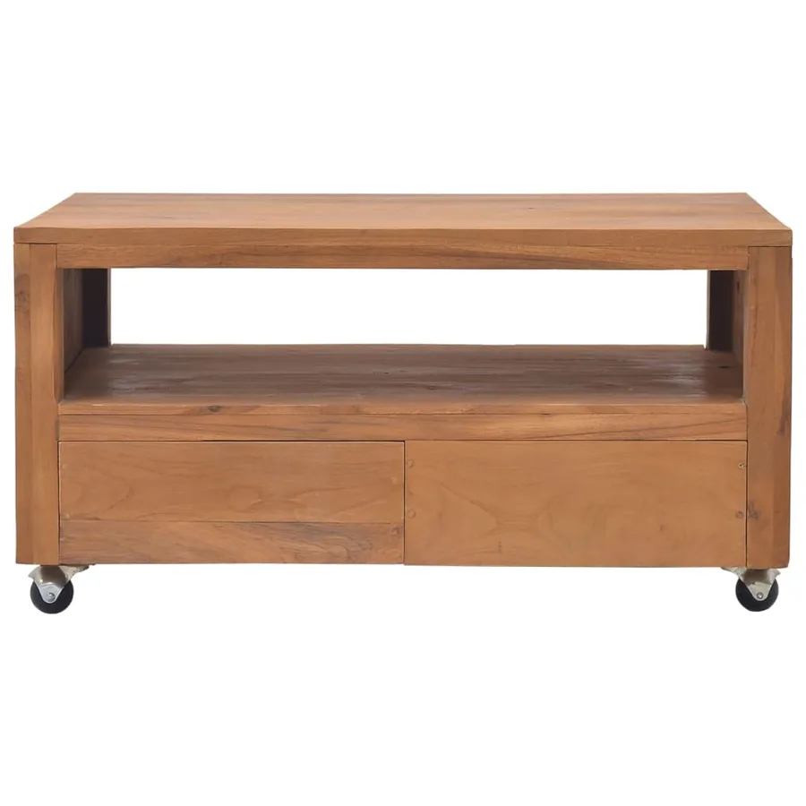 Meuble TV avec roues 80x50x42 cm Bois de teck solide - 4