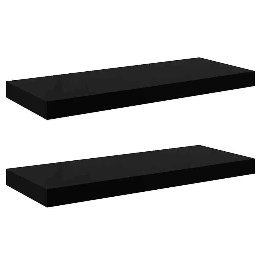 Étagère murale flottante 2 pcs Noir brillant 60x23,5x3,8 cm MDF - 2