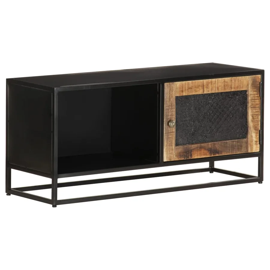 Meuble TV 90x30x40 cm Bois de manguier brut - 10