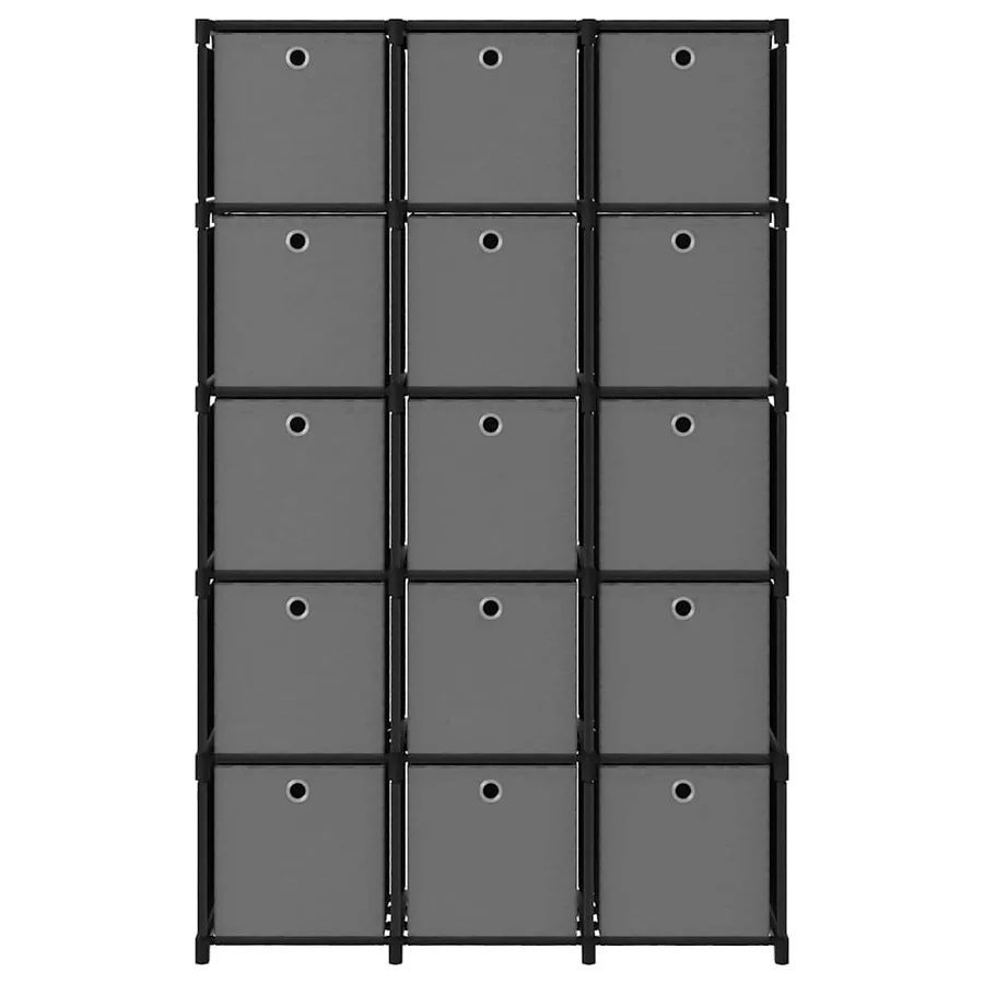 Étagère à 15 cubes avec boîtes Noir 103x30x175,5 cm Tissu - 2