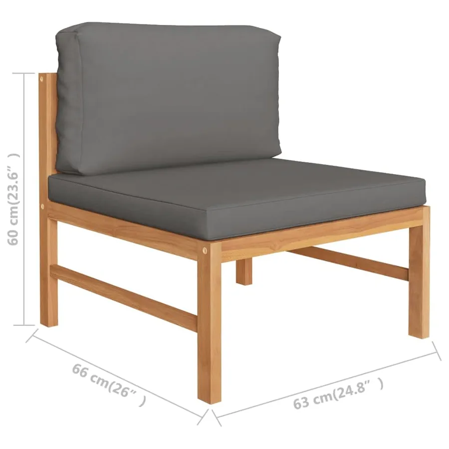 Salon de jardin 2 pcs avec coussins gris foncé Bois de teck - 6