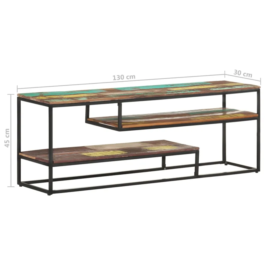 Meuble TV 130x30x45 cm Bois de récupération massif - 8