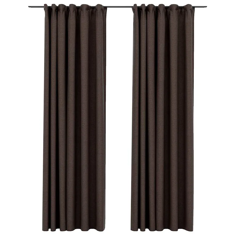 Rideaux occultants aspect lin et crochets 2 pcs Taupe 140x225cm - 2