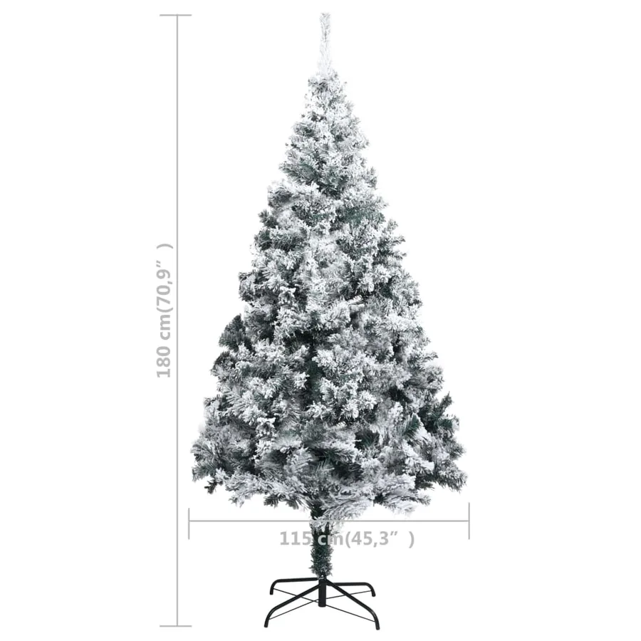 Sapin de Noël artificiel avec neige floquée vert 180 cm PVC - 6