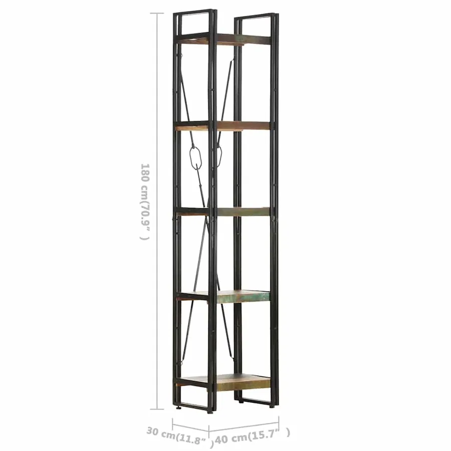 Bibliothèque 5 niveaux 40x30x180 cm Bois de récupération massif - 5