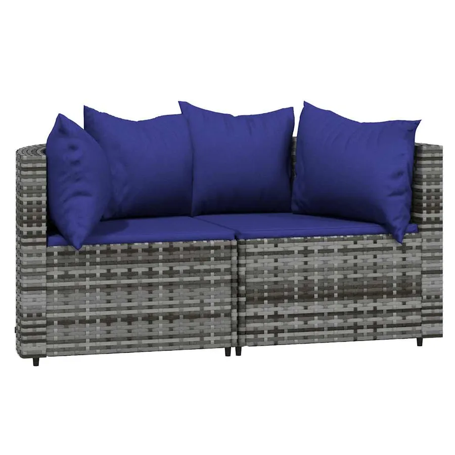 Salon de jardin 3 pcs avec coussins Gris Résine tressée - 3