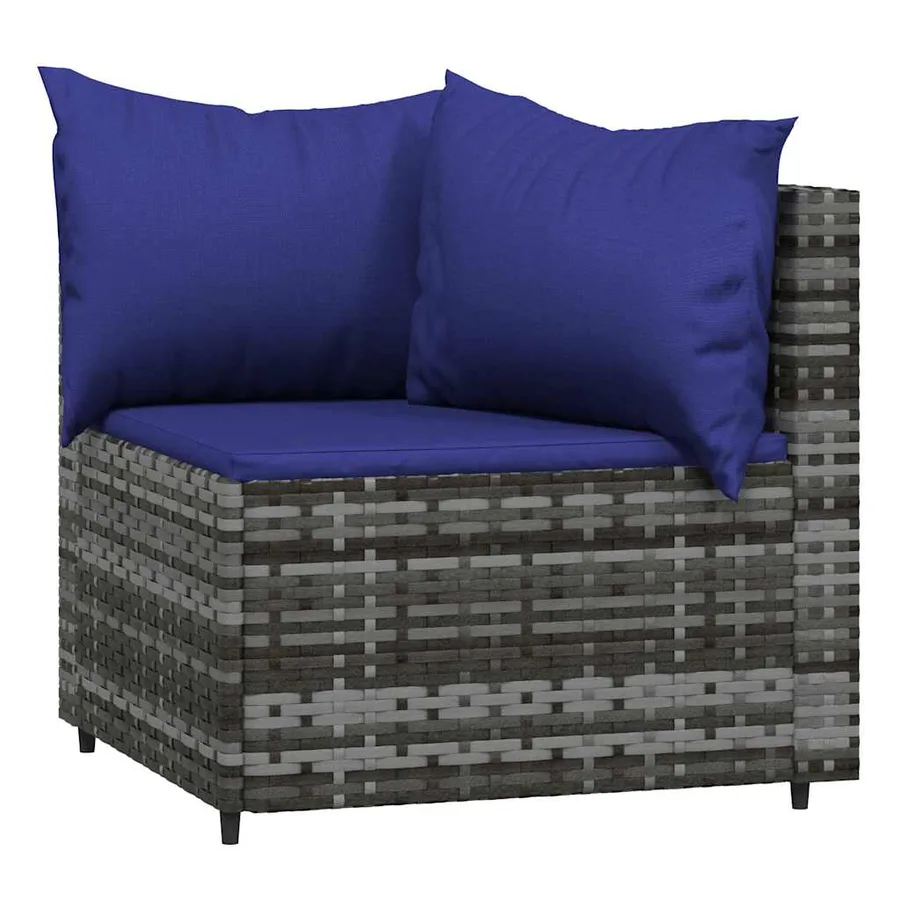 Salon de jardin 3 pcs avec coussins Gris Résine tressée - 4