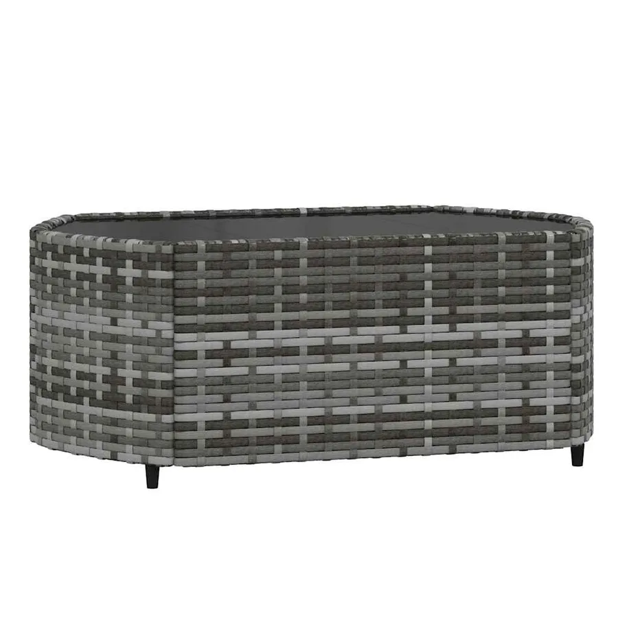 Salon de jardin 3 pcs avec coussins Gris Résine tressée - 5