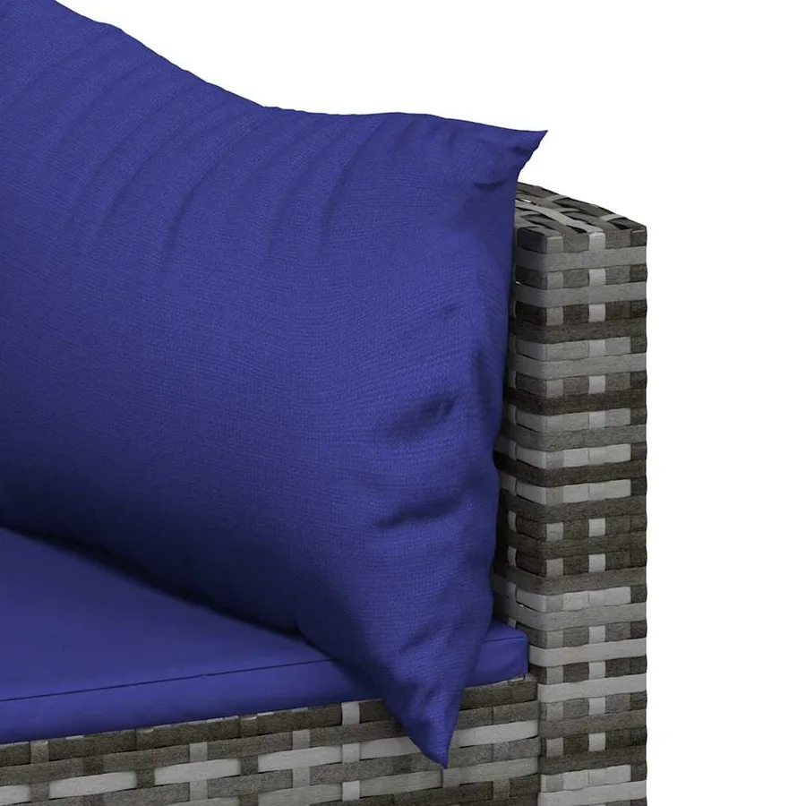 Salon de jardin 3 pcs avec coussins Gris Résine tressée - 8