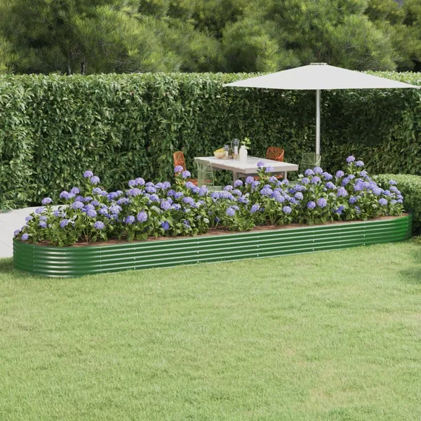 Lit surélevé de jardin Acier galvanisé 523x140x36cm Vert