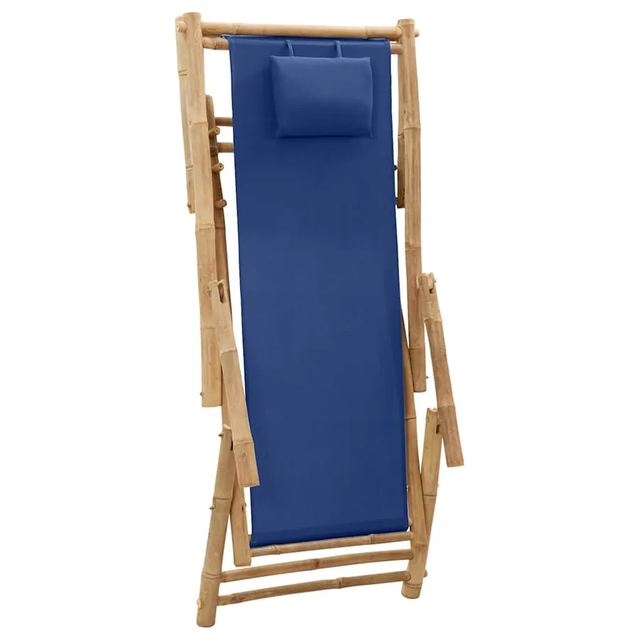 Chaise de terrasse Bambou et toile Bleu marine - 6