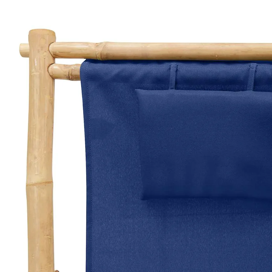 Chaise de terrasse Bambou et toile Bleu marine - 7