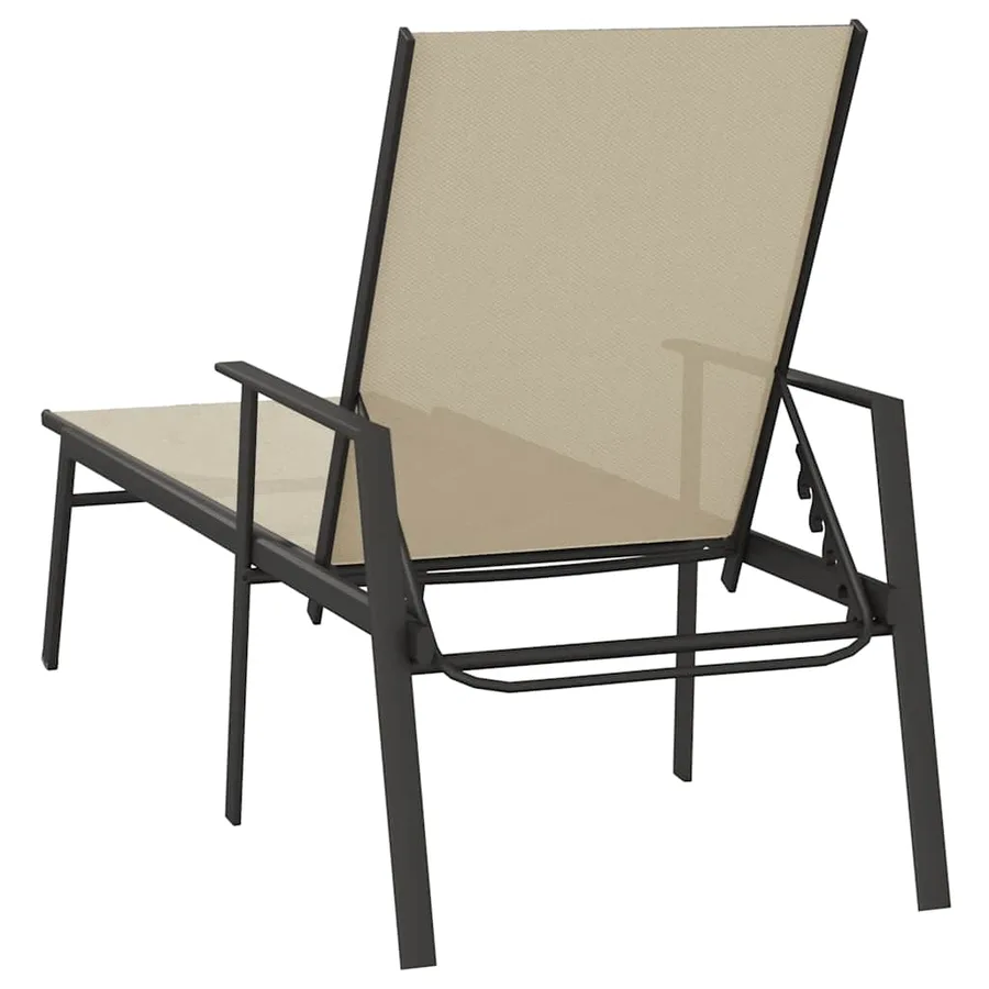 Chaise longue acier et tissu textilène crème - 5