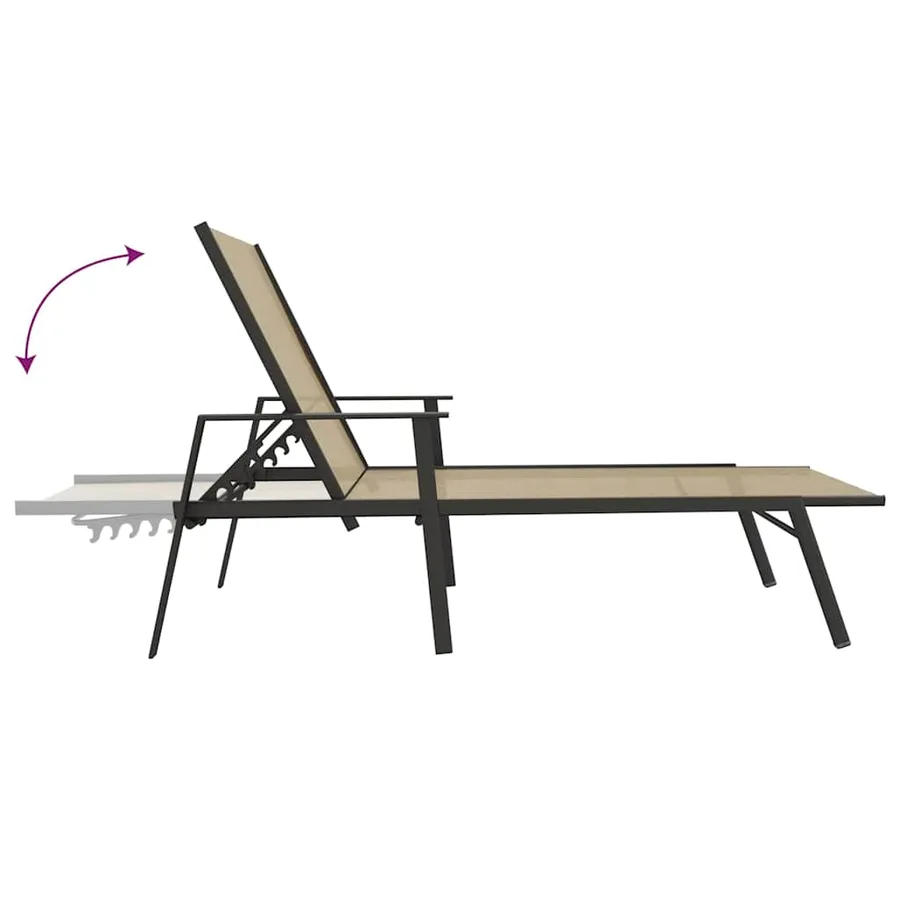Chaise longue acier et tissu textilène crème - 6