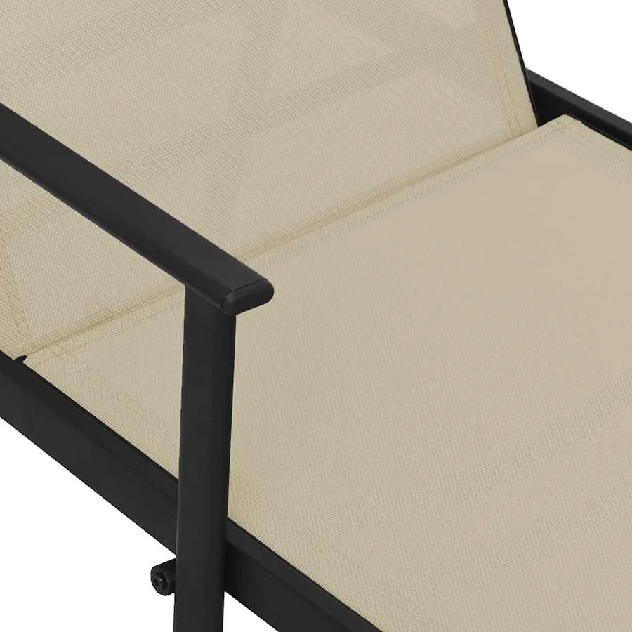 Chaise longue acier et tissu textilène crème - 7