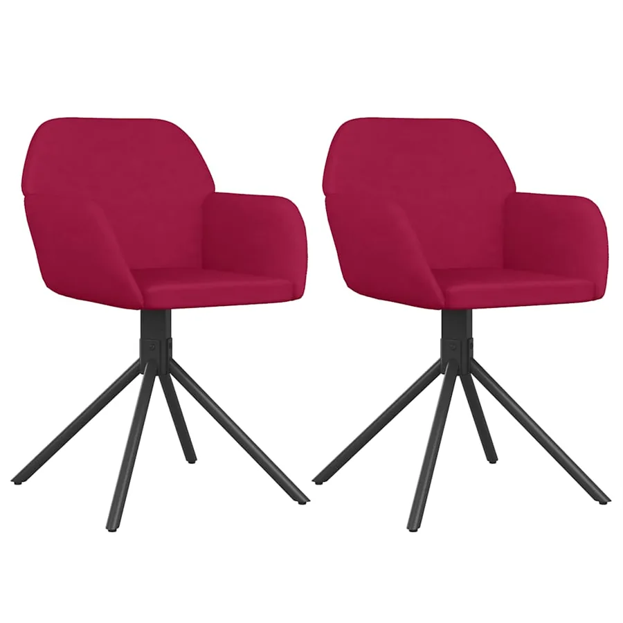Chaises pivotantes à manger lot de 2 Rouge bordeaux Velours - 2