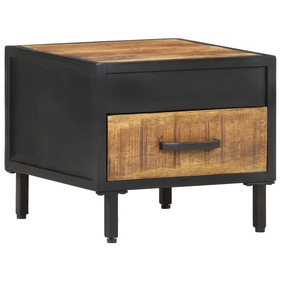 Table de chevet 40x40x35 cm Bois de manguier brut - 11