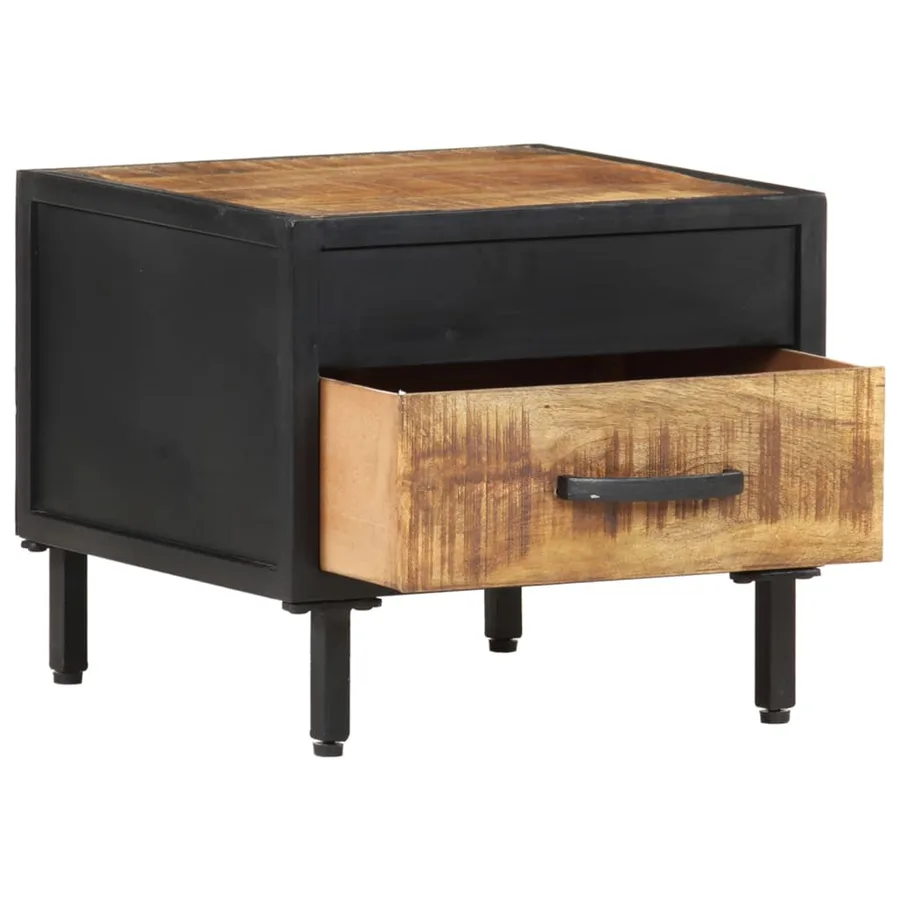 Table de chevet 40x40x35 cm Bois de manguier brut - 3