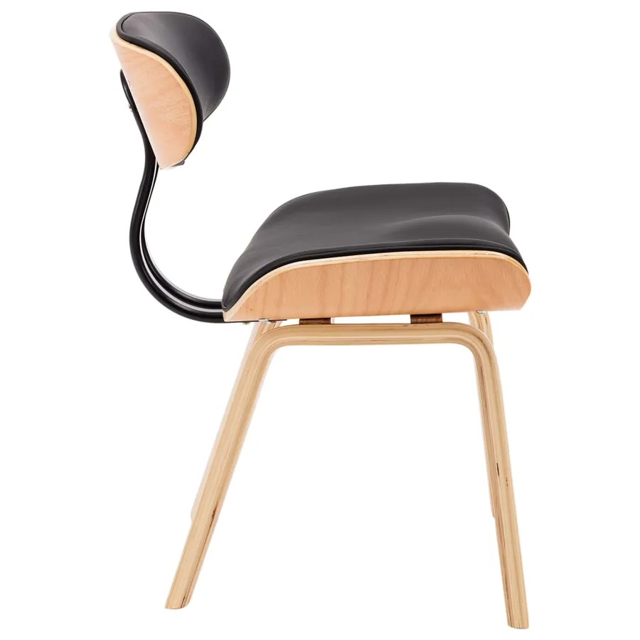 Chaises à manger lot de 2 noir bois courbé et similicuir - 5