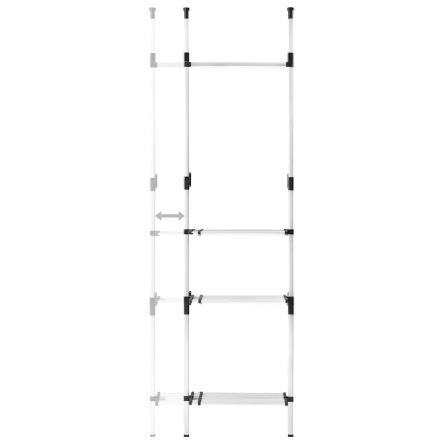Système de garde-robe télescopique barres et étagère Aluminium - 7