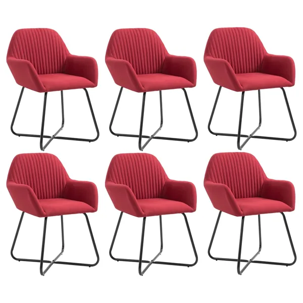 Chaises à manger lot de 6 rouge bordeaux tissu