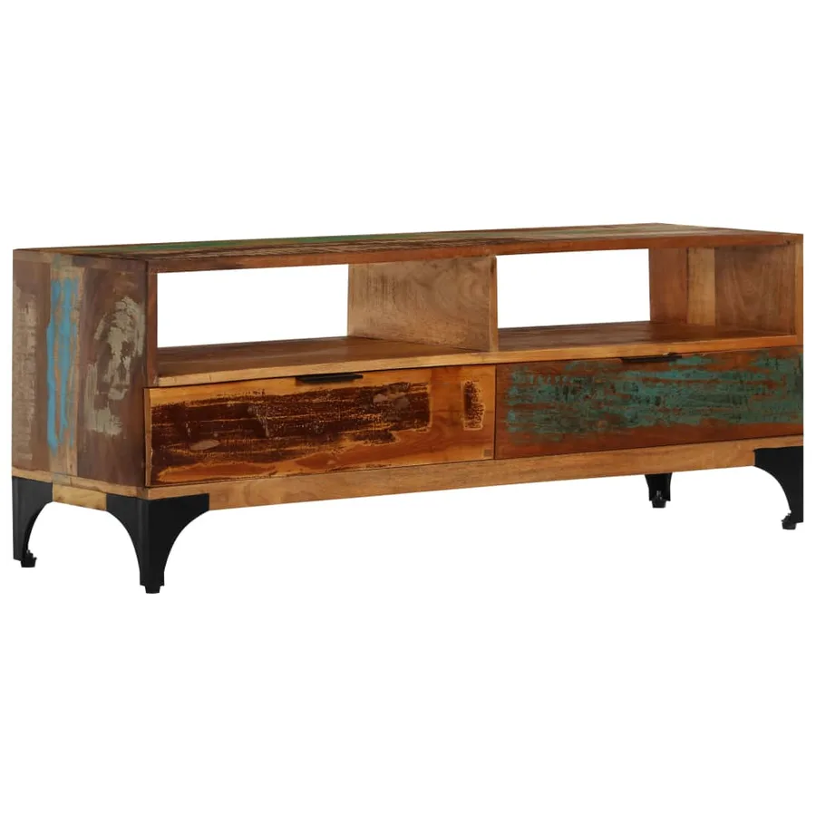 Meuble TV 118x35x45 cm Bois de récupération massif - 11