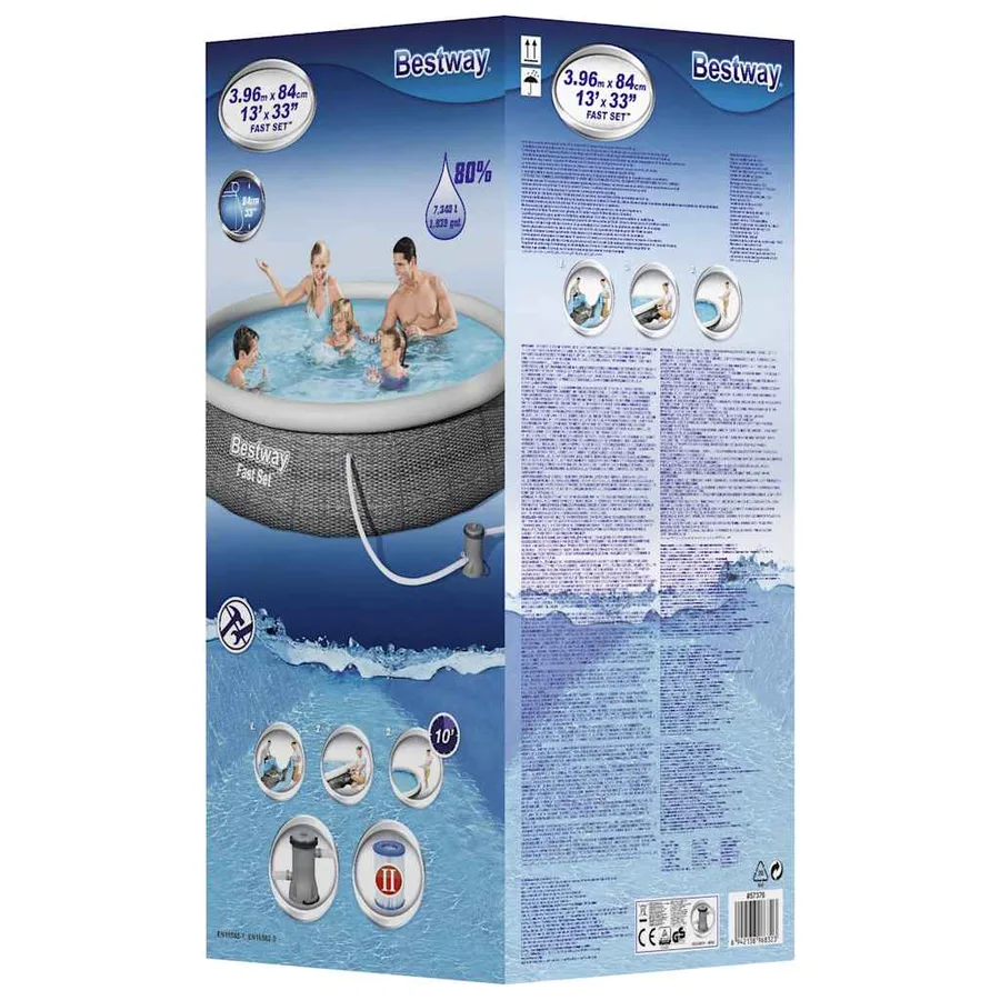 Bestway Ensemble de piscine gonflable Fast Set avec pompe 396x84 cm - 5
