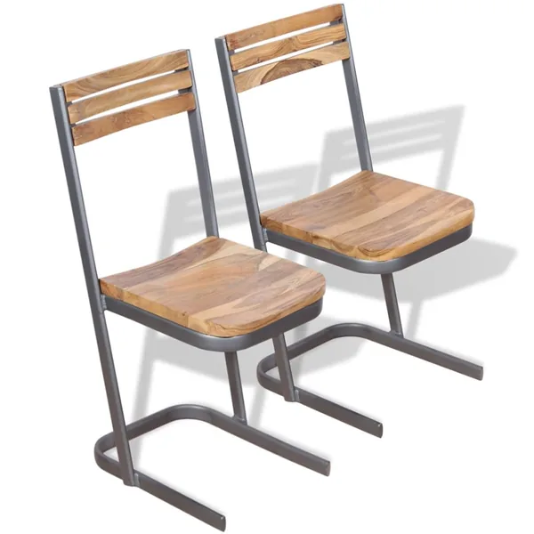 Chaises à manger lot de 2 bois de teck massif