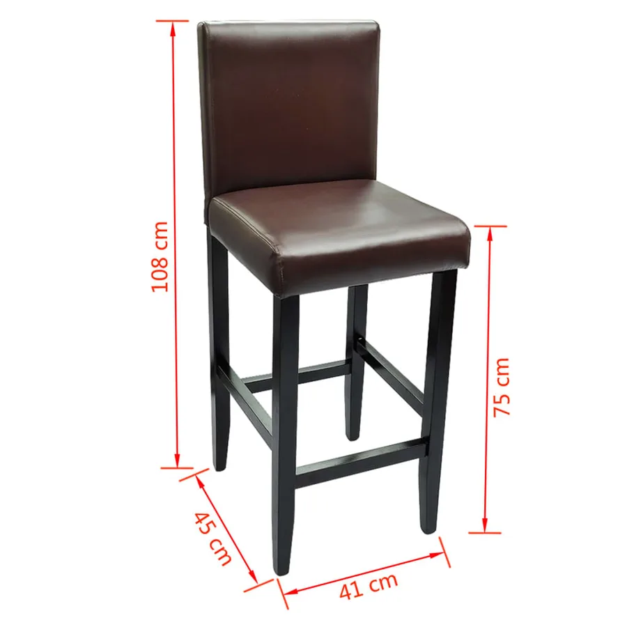 Tabourets de bar lot de 4 marron foncé similicuir - 5