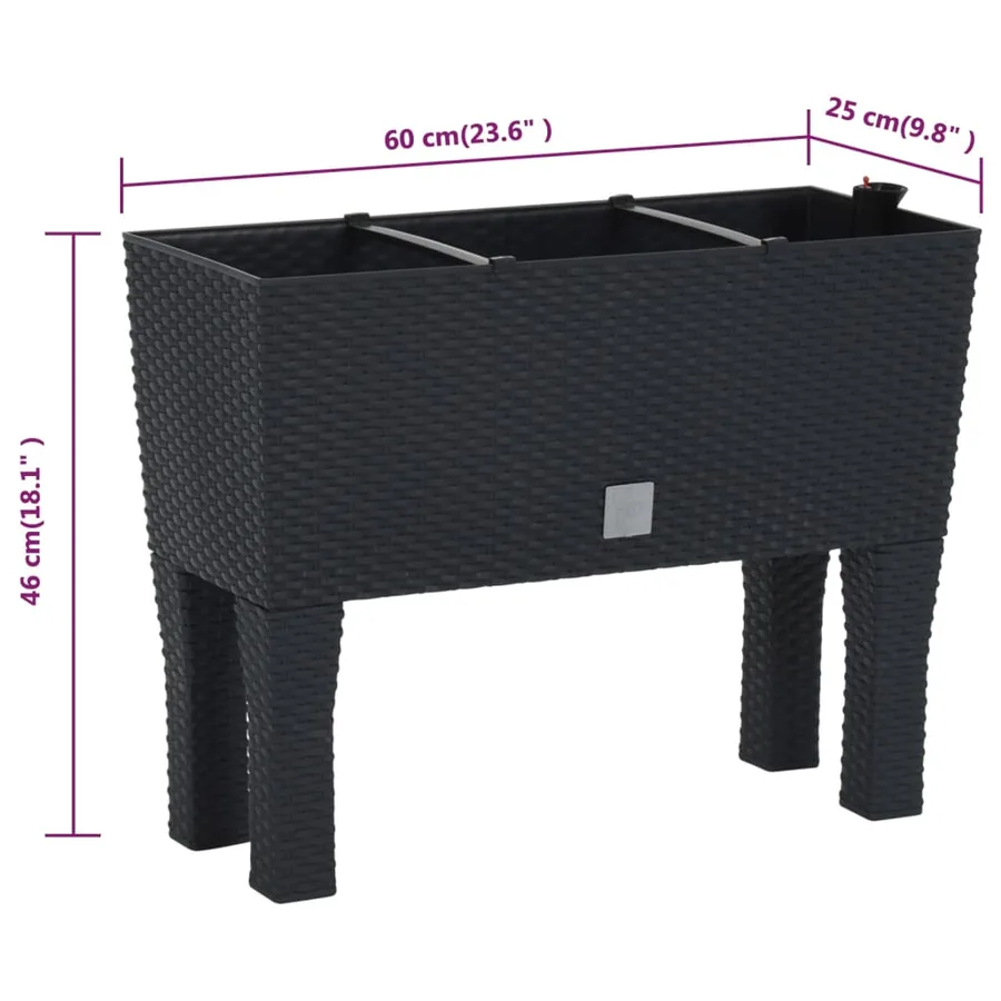 Lit surélevé de jardin Anthracite 60x25x46 cm PP Rotin - 10