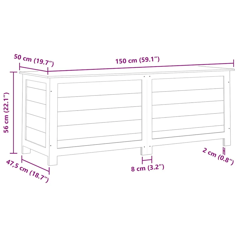 Boîte à coussins extérieur Anthracite 150x50x56 cm Sapin massif - 8