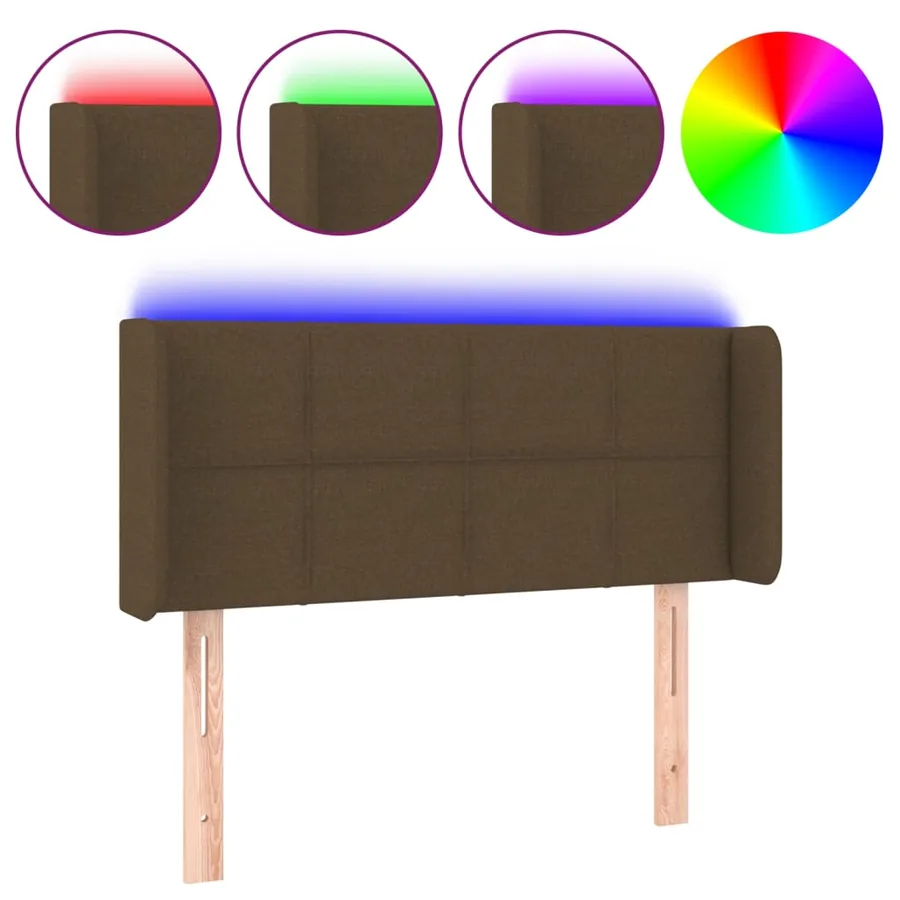 Tête de lit à LED Marron foncé 93x16x78/88 cm Tissu - 2