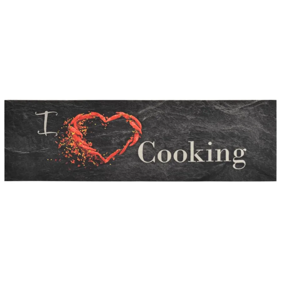 Tapis de cuisine lavable impression cuisine noir 45x150 cm - 2