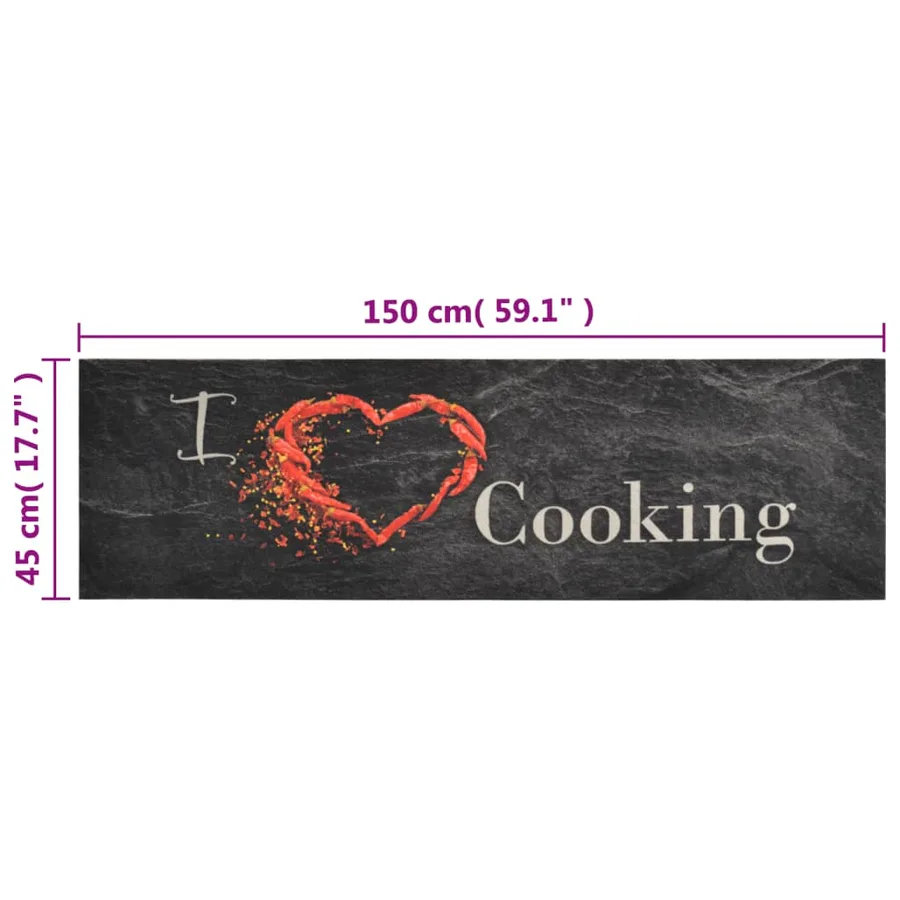 Tapis de cuisine lavable impression cuisine noir 45x150 cm - 5