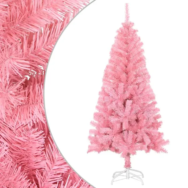Sapin de Noël artificiel avec support rose 120 cm PVC